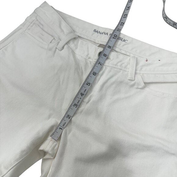 Banana Republic Women Ivory Stretch Denim Skinny Crop Jeans Petite Size 28P - Picture 6 of 12